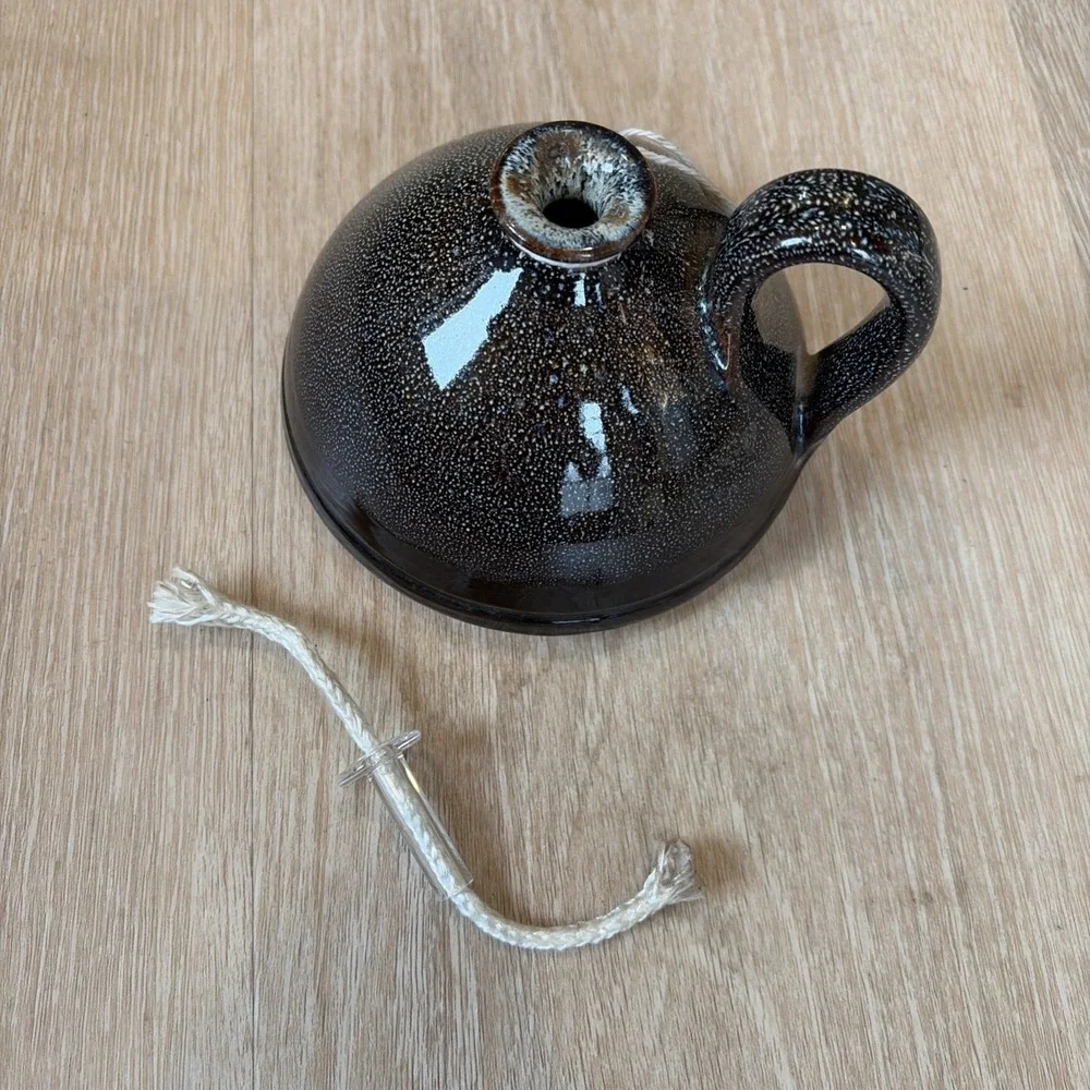 Whynot Pottery Drip Glaze‎ Oil Candle With Handle